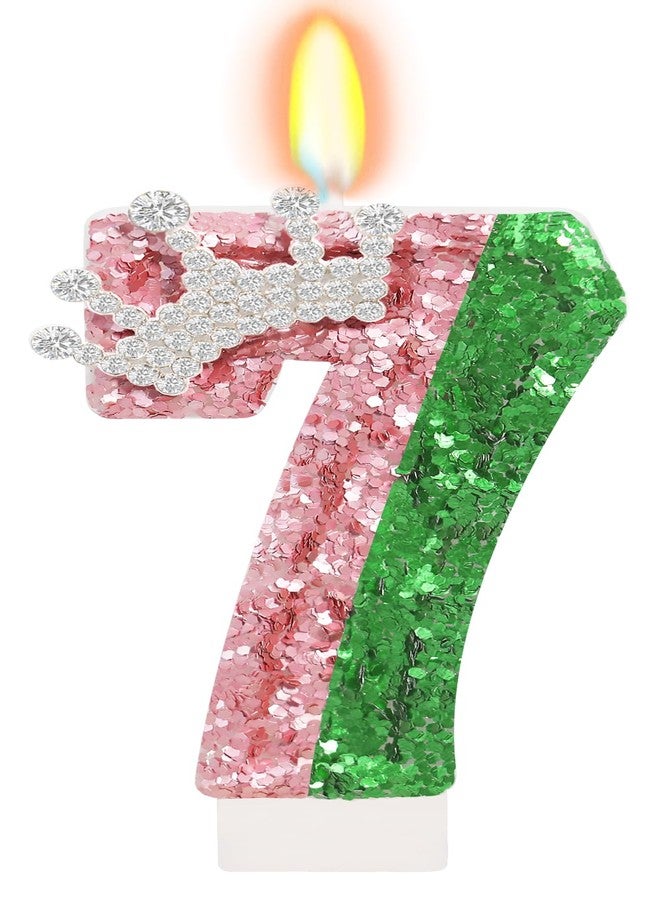 ElekFX Pink and Green Birthday Number Candle, Wicked Birthday Number Candle, Cake Topper Decoration for Birthday Party Decorations (Number 7) - Image 1